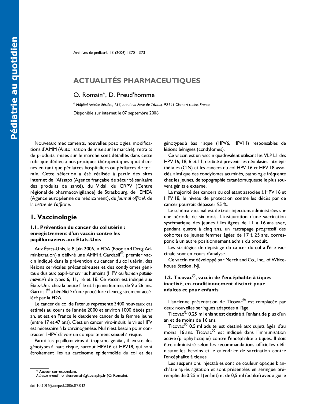 Actualités pharmaceutiques