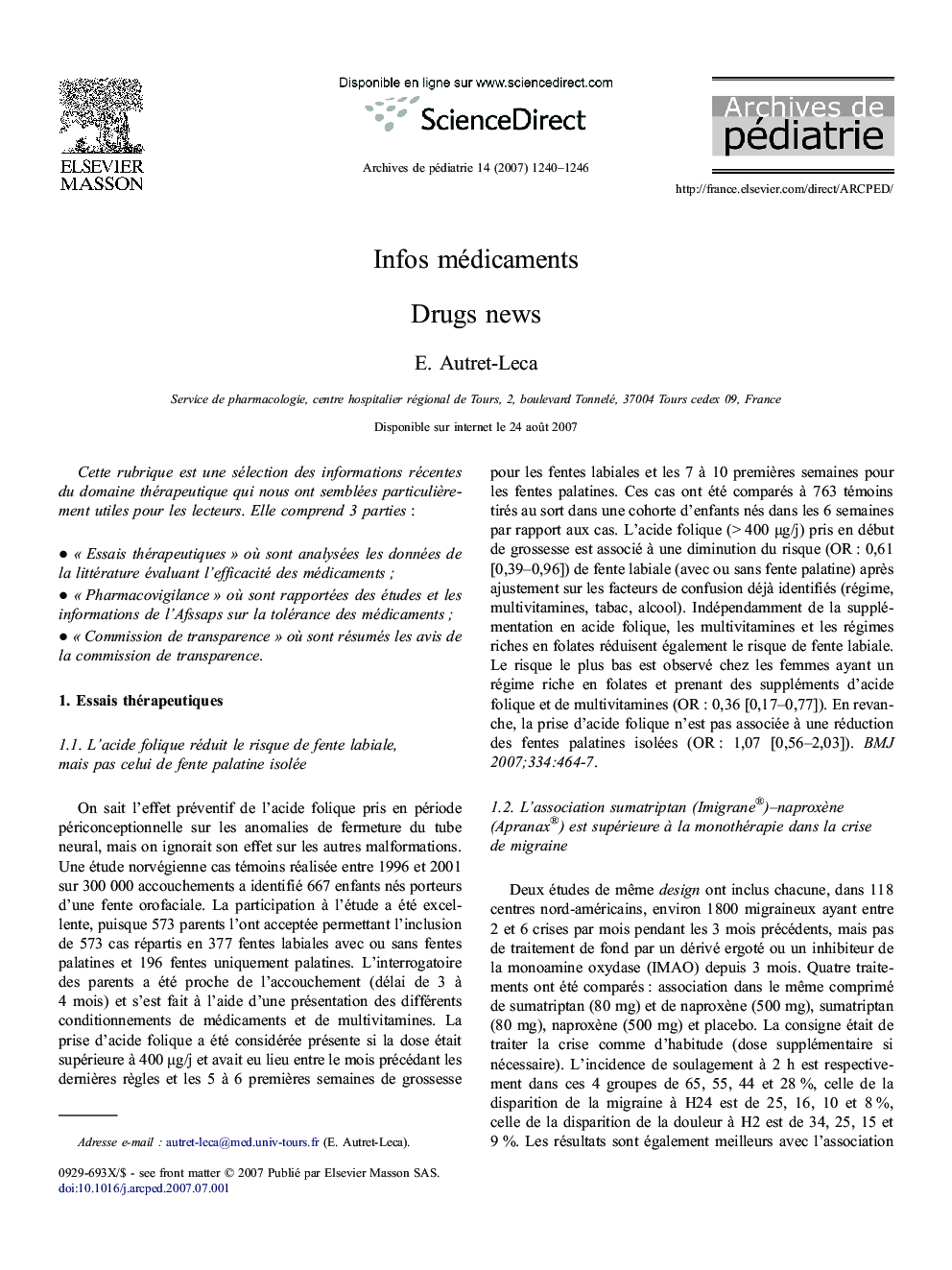 Infos médicaments