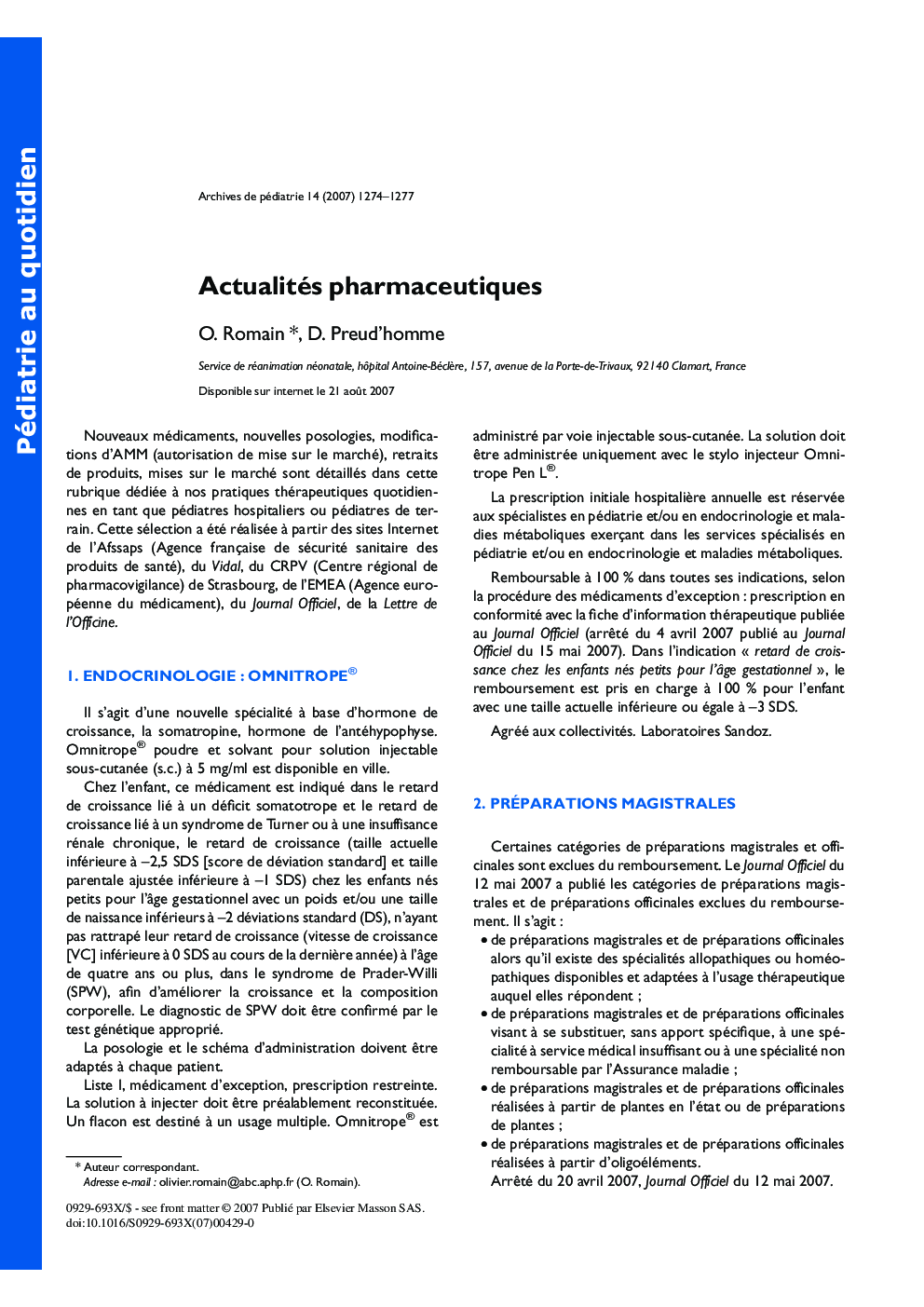 Actualités pharmaceutiques