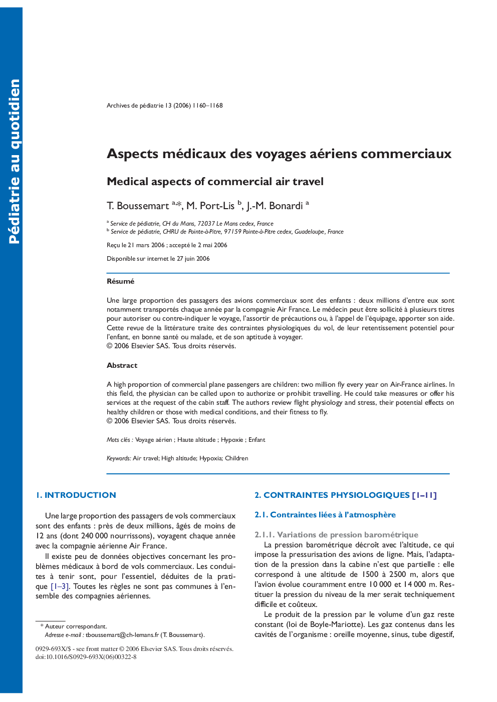 Aspects médicaux des voyages aériens commerciaux