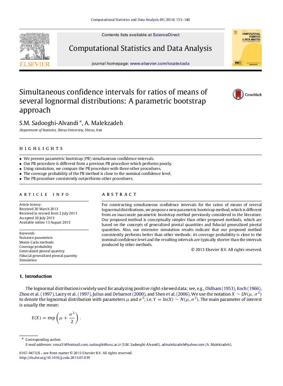 Simultaneous confidence intervals for ratios of means of several lognormal distributions: A parametric bootstrap approach