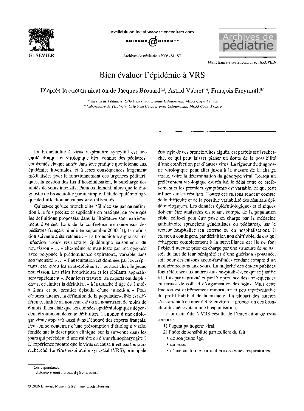 Bien évaluer l'épidémie Ã  VRS