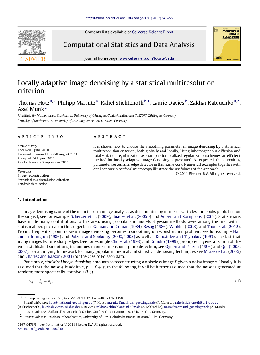 Locally adaptive image denoising by a statistical multiresolution criterion