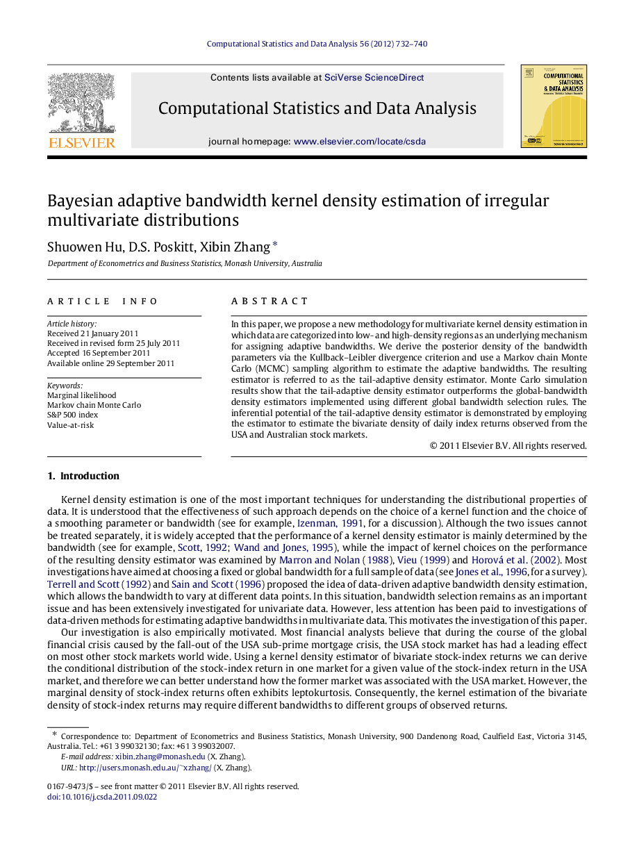 Bayesian adaptive bandwidth kernel density estimation of irregular multivariate distributions