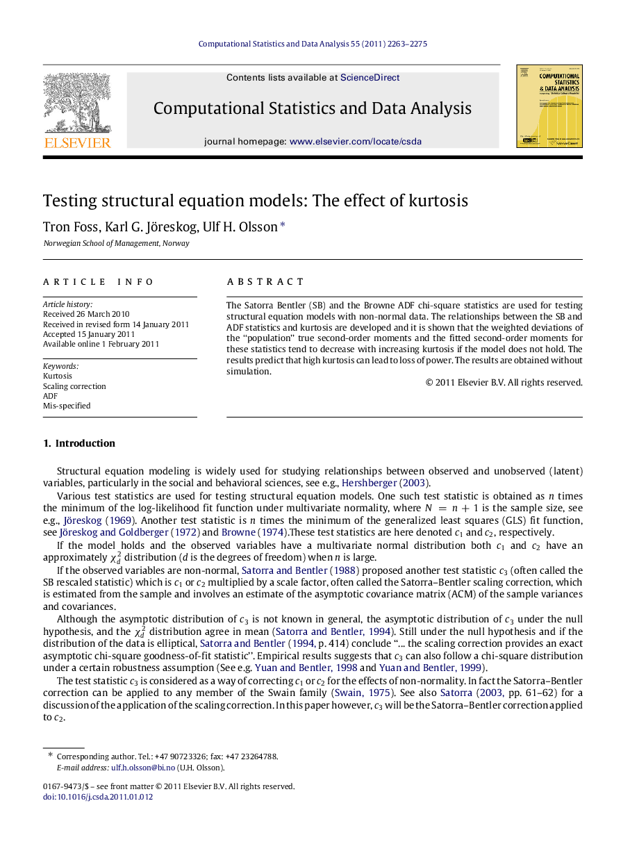 Testing structural equation models: The effect of kurtosis