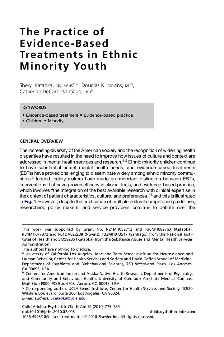 The Practice of Evidence-Based Treatments in Ethnic Minority Youth