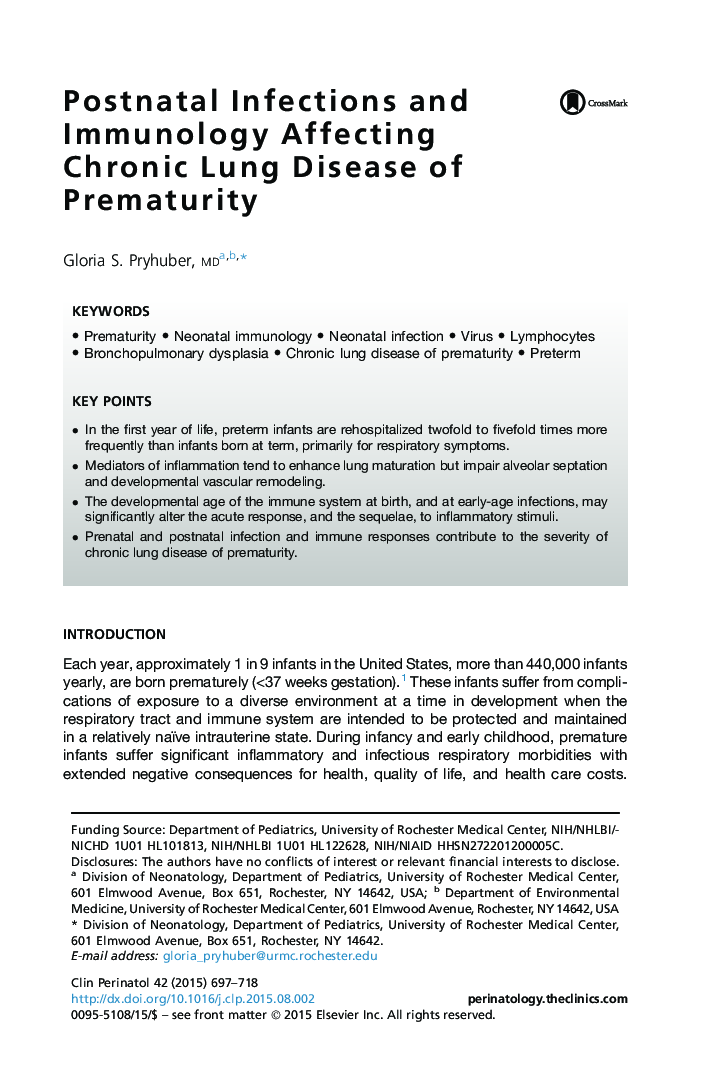 Postnatal Infections and Immunology Affecting Chronic Lung Disease of Prematurity