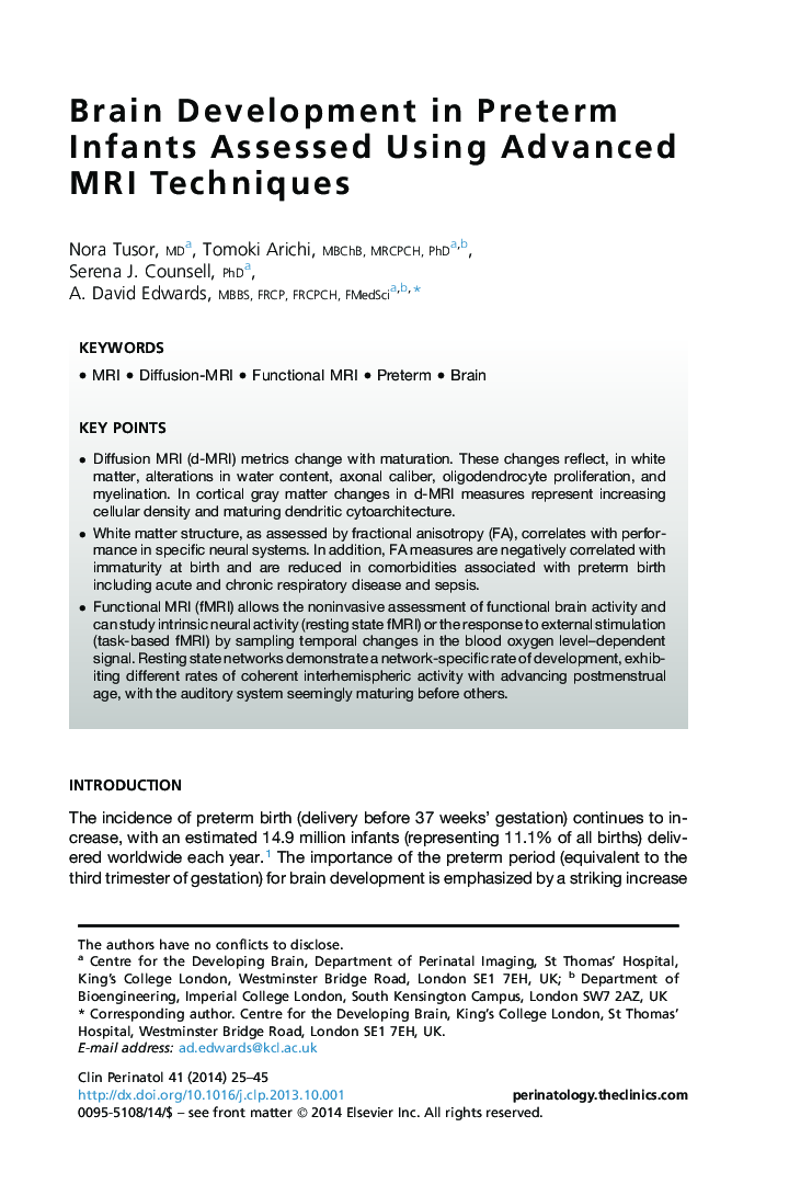 Brain Development in Preterm Infants Assessed Using Advanced MRI Techniques