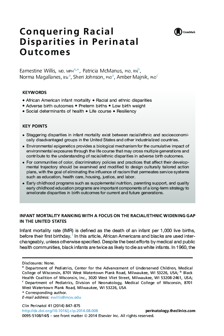 Conquering Racial Disparities in Perinatal Outcomes