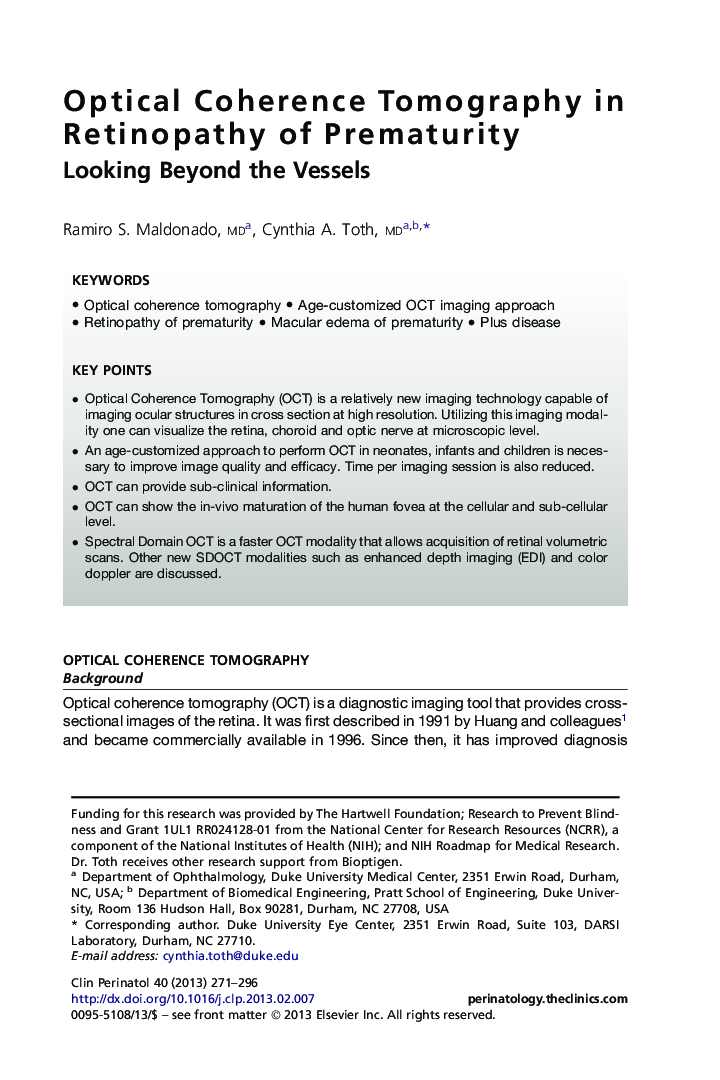 Optical Coherence Tomography in Retinopathy of Prematurity