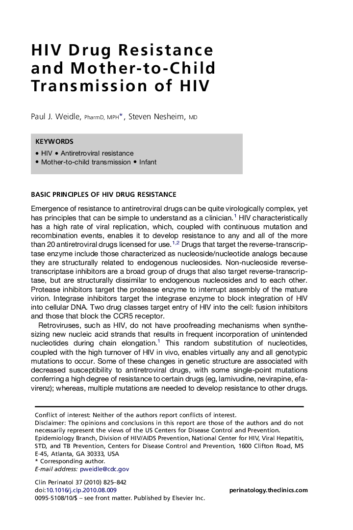 HIV Drug Resistance and Mother-to-Child Transmission of HIV