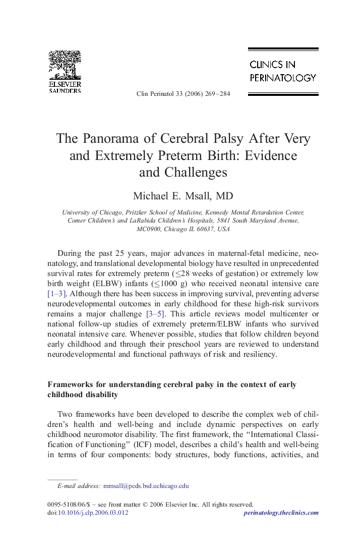 The Panorama of Cerebral Palsy After Very and Extremely Preterm Birth: Evidence and Challenges
