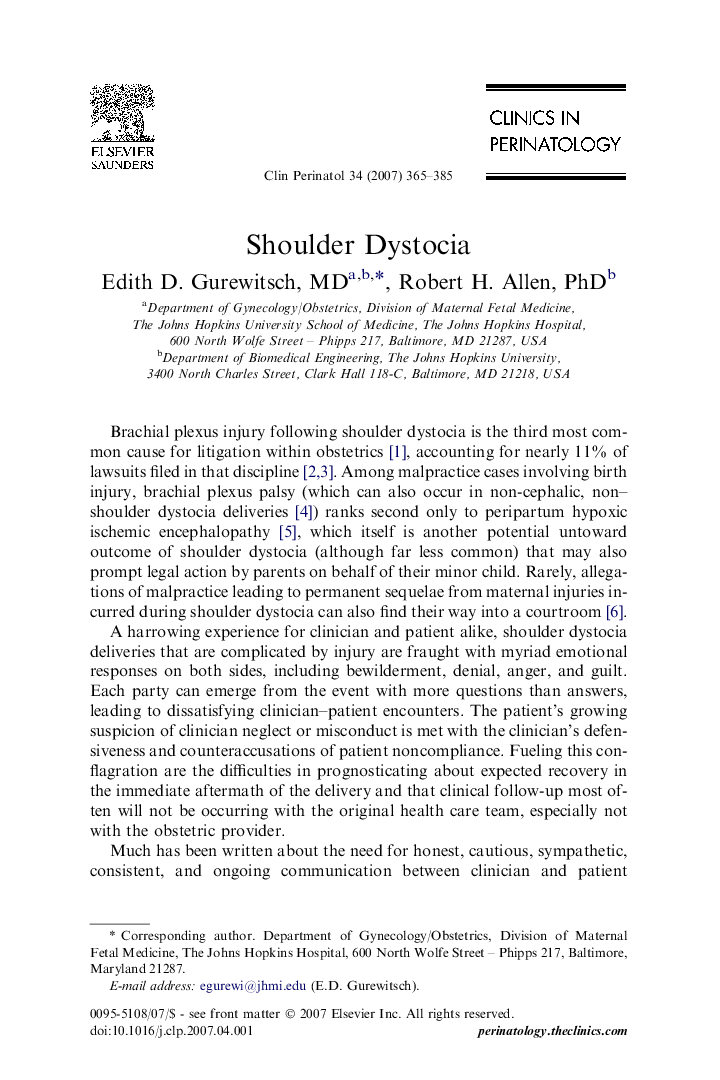 Shoulder Dystocia