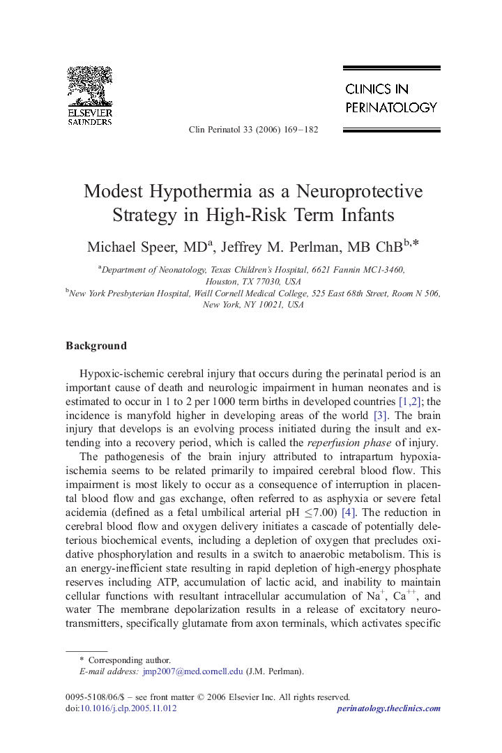 Modest Hypothermia as a Neuroprotective Strategy in High-Risk Term Infants