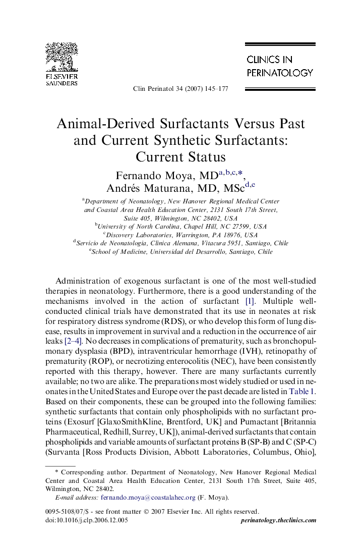 Animal-Derived Surfactants Versus Past and Current Synthetic Surfactants: Current Status