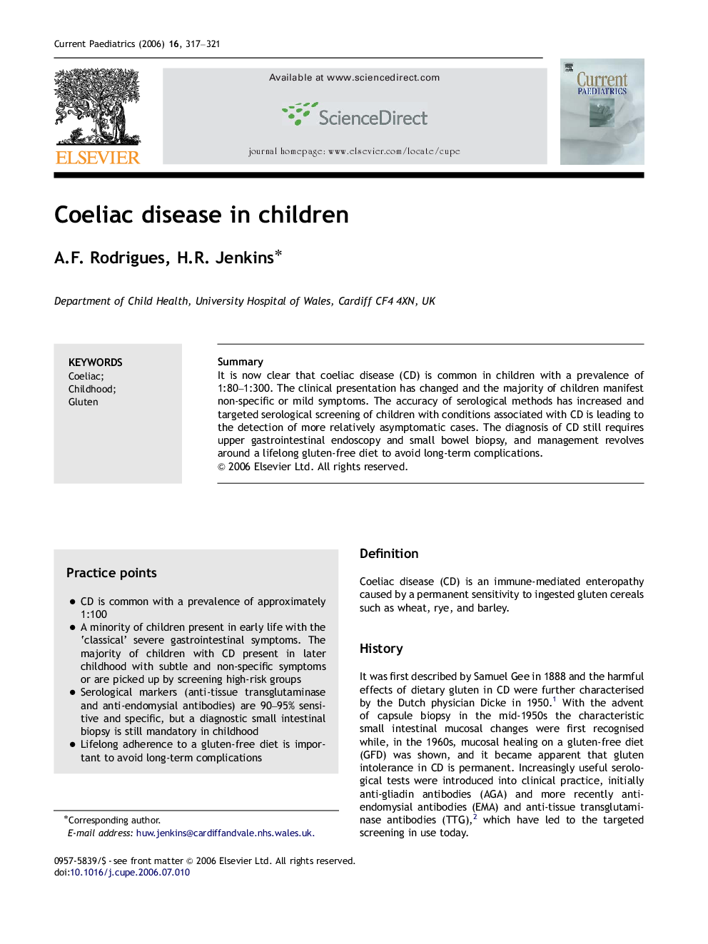 Coeliac disease in children