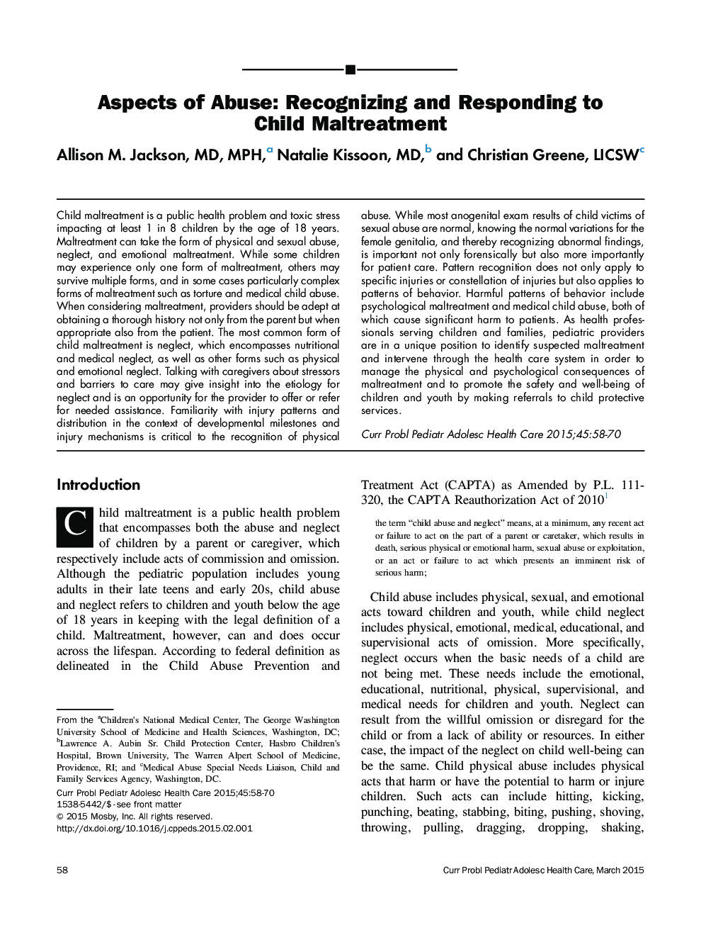 Aspects of Abuse: Recognizing and Responding to Child Maltreatment
