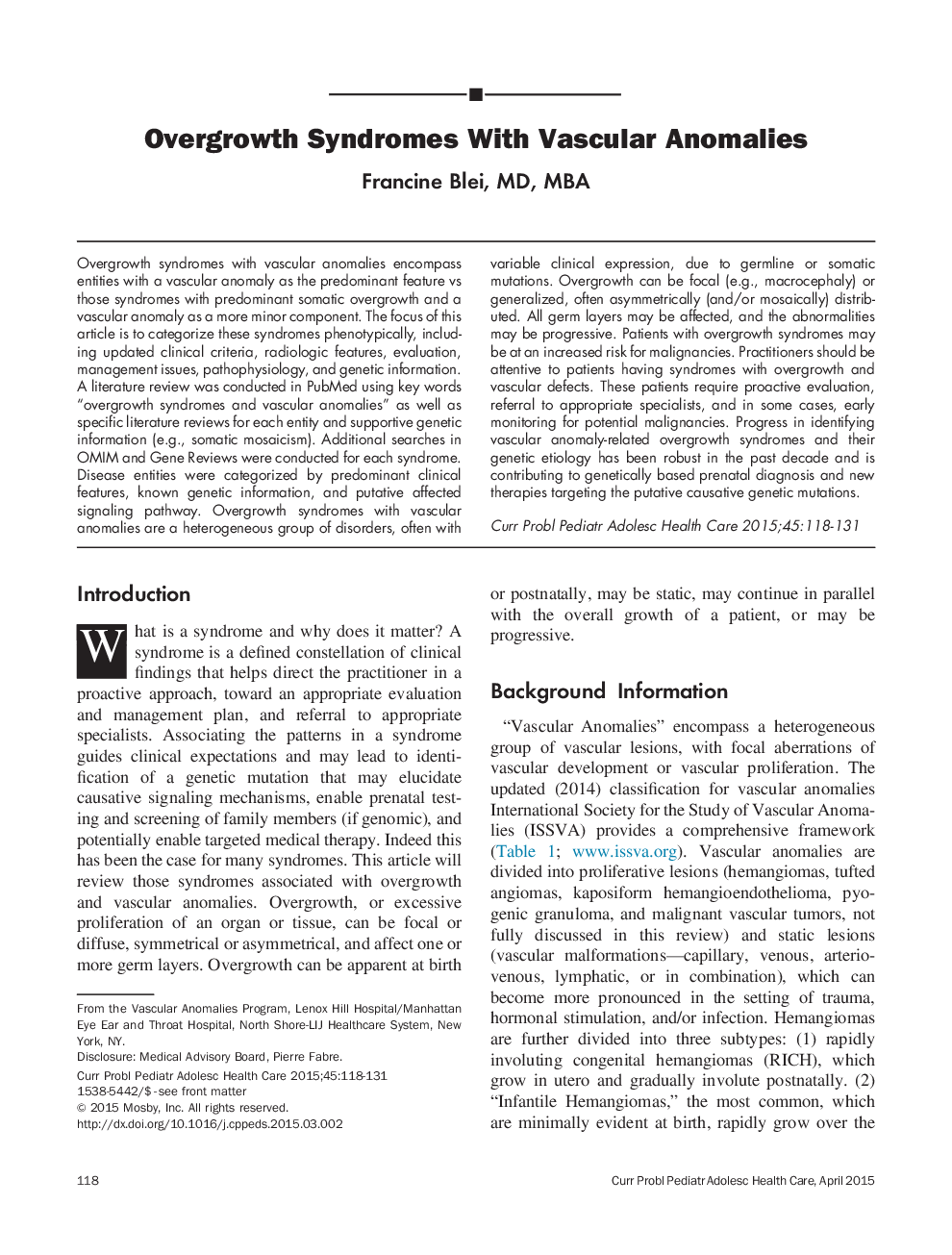 Overgrowth Syndromes With Vascular Anomalies 