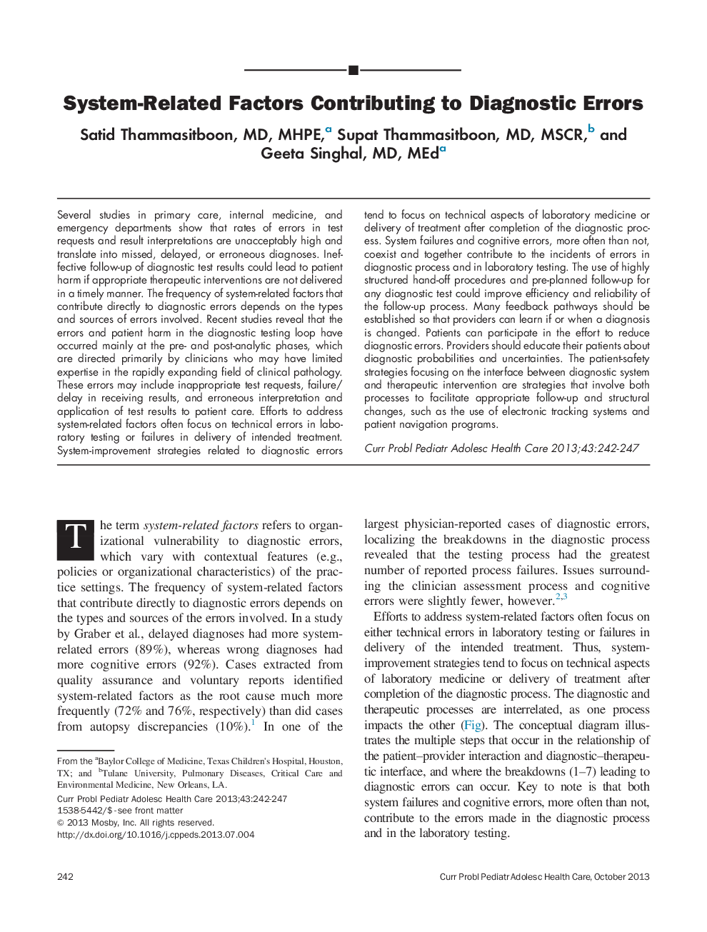 System-Related Factors Contributing to Diagnostic Errors