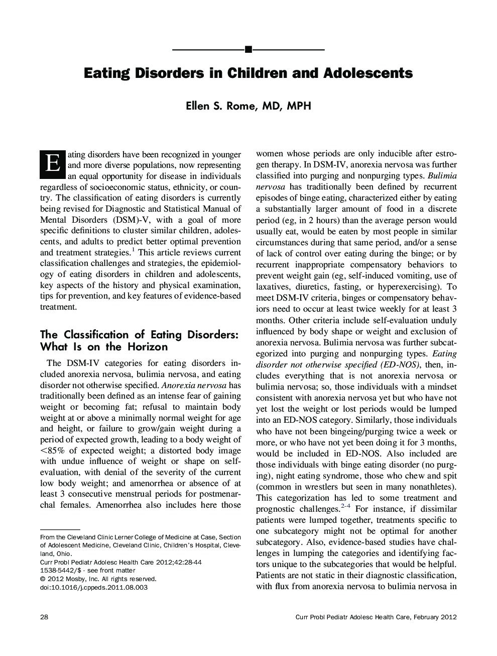 Eating Disorders in Children and Adolescents