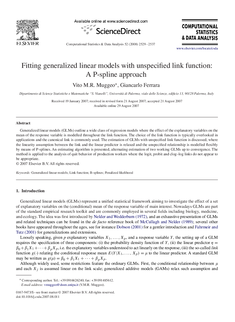 Fitting generalized linear models with unspecified link function: A P-spline approach