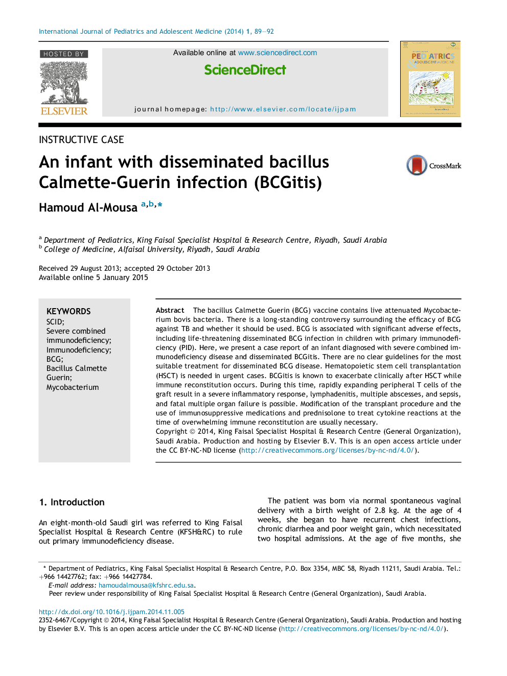 An infant with disseminated bacillus Calmette-Guerin infection (BCGitis) 