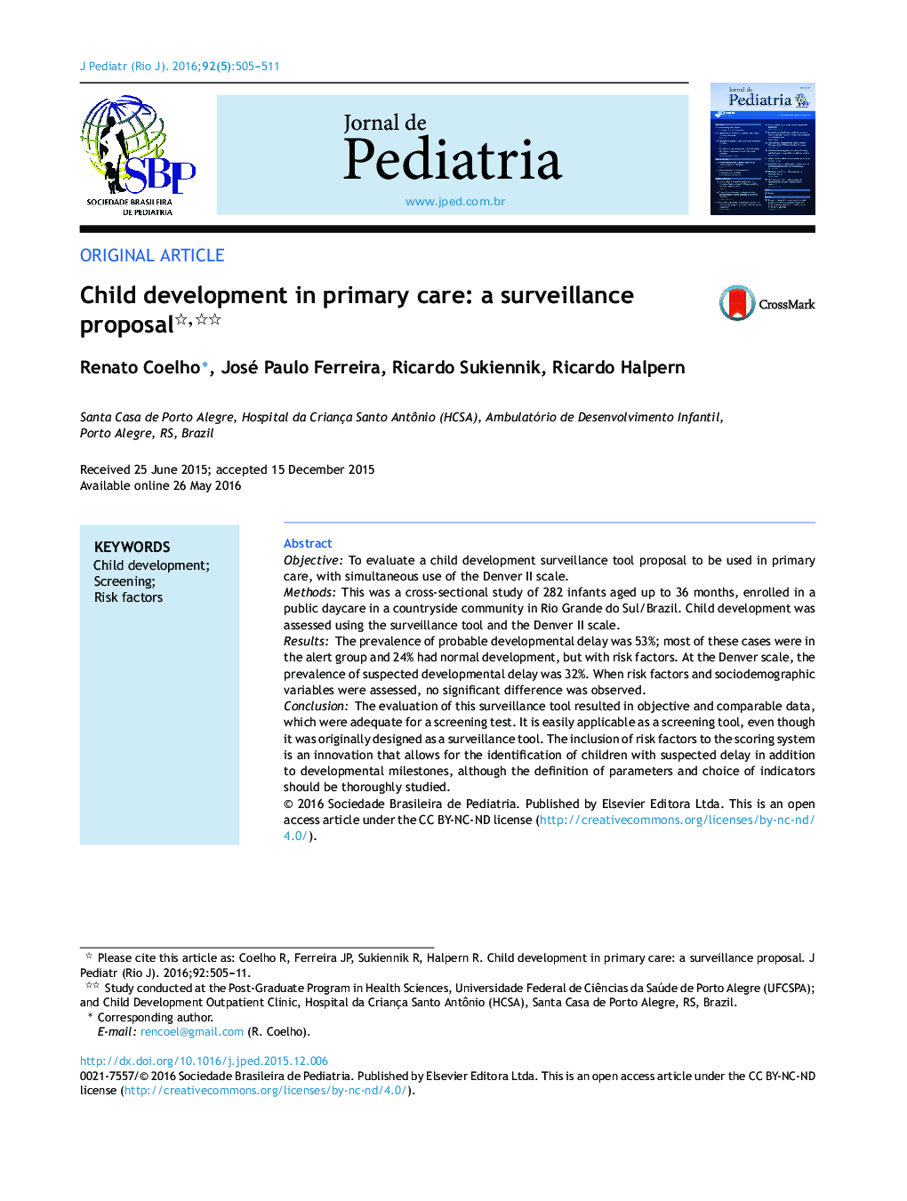 Child development in primary care: a surveillance proposal 