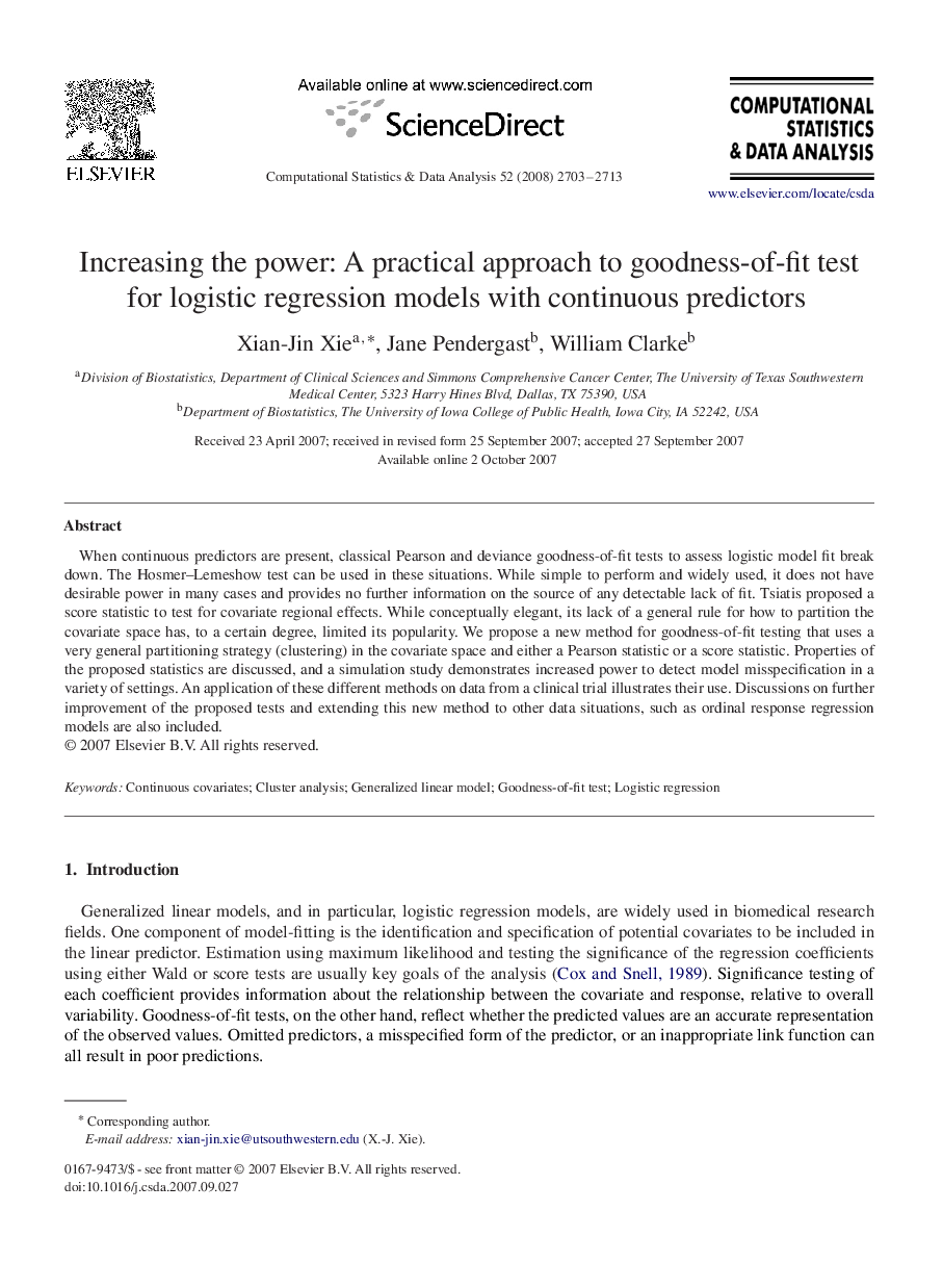 Increasing the power: A practical approach to goodness-of-fit test for logistic regression models with continuous predictors