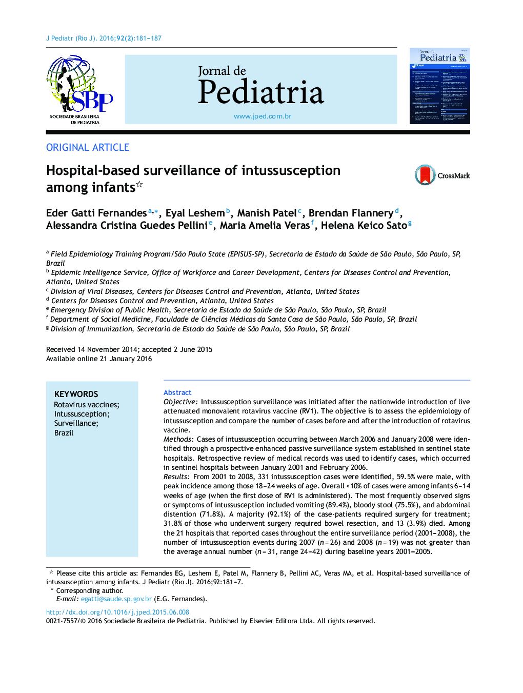 Hospital-based surveillance of intussusception among infants 