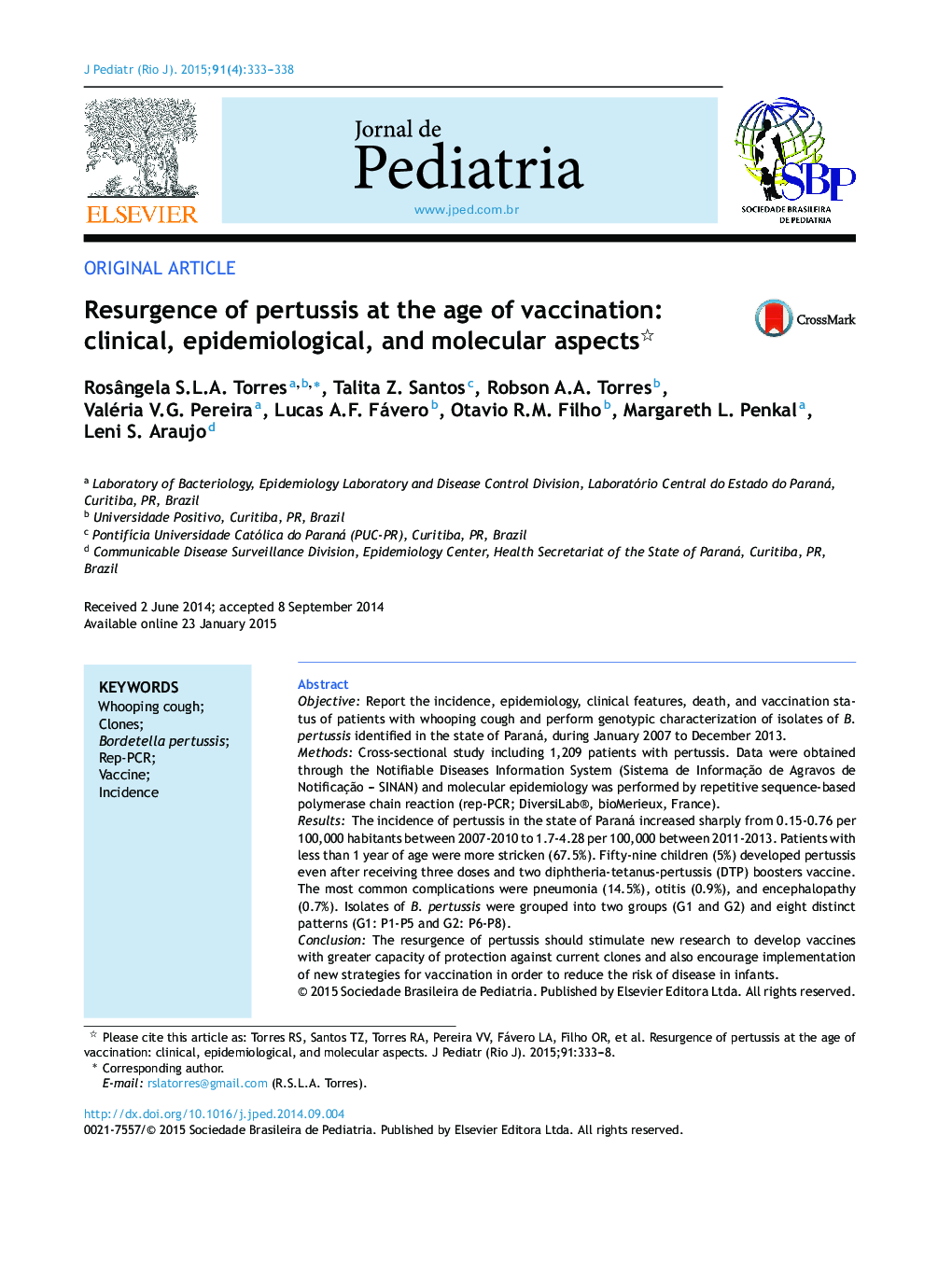 Resurgence of pertussis at the age of vaccination: clinical, epidemiological, and molecular aspects 