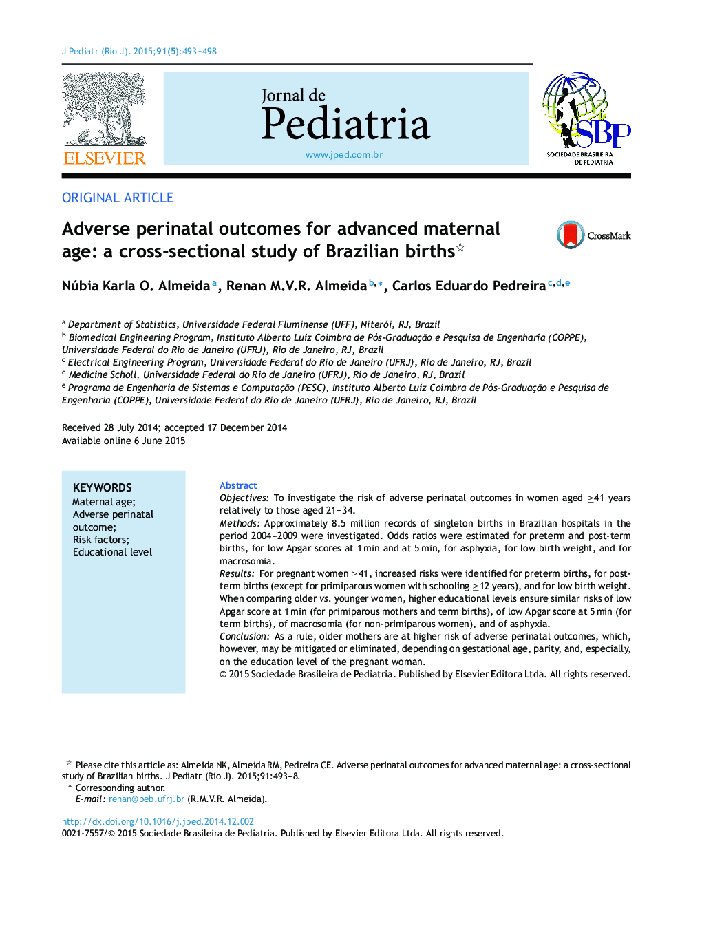 Adverse perinatal outcomes for advanced maternal age: a cross-sectional study of Brazilian births 