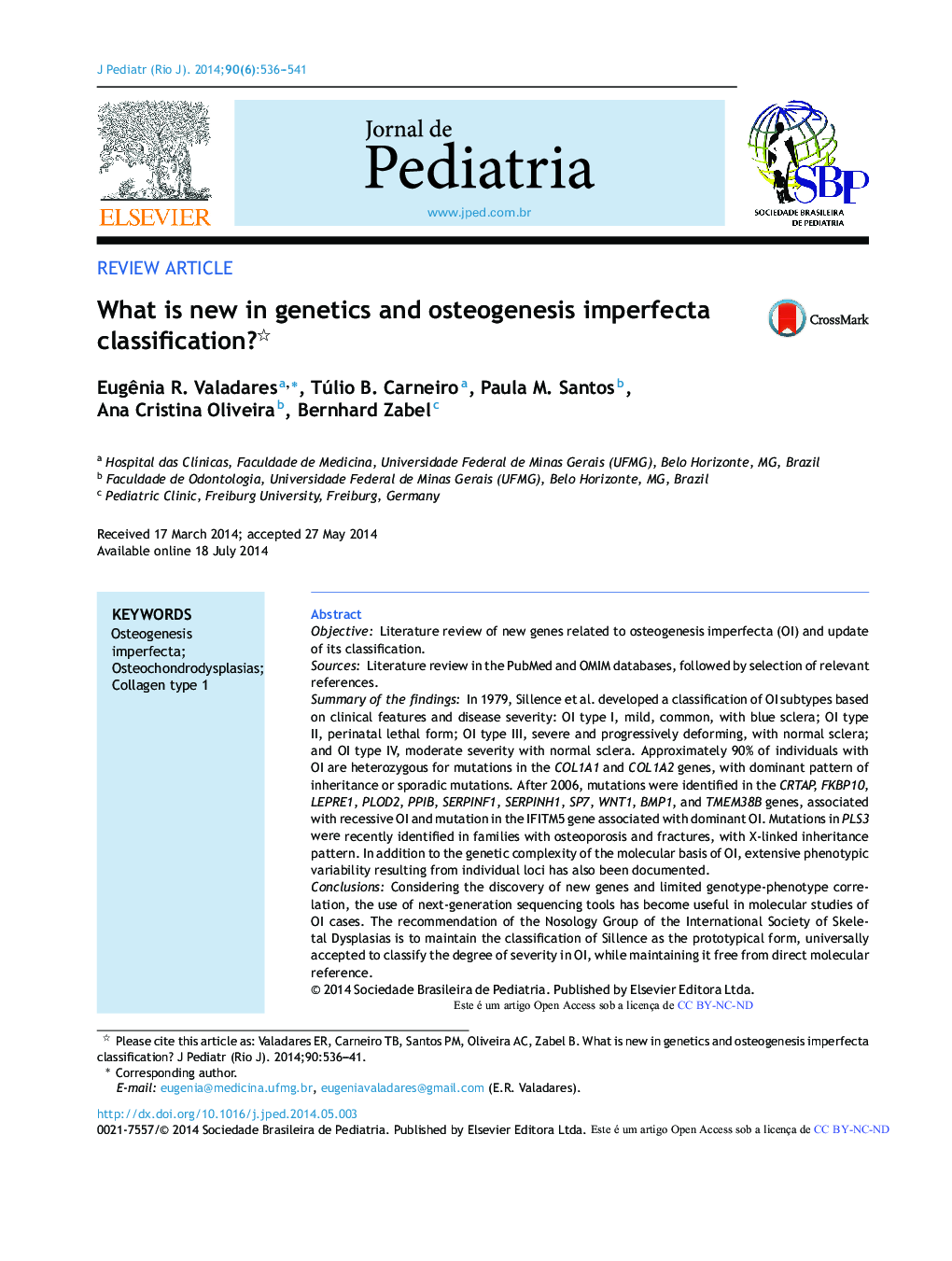 What is new in genetics and osteogenesis imperfecta classification? 