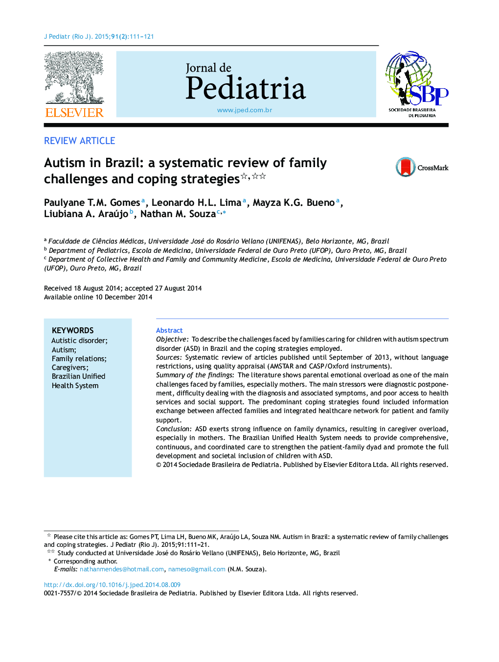 Autism in Brazil: a systematic review of family challenges and coping strategies 