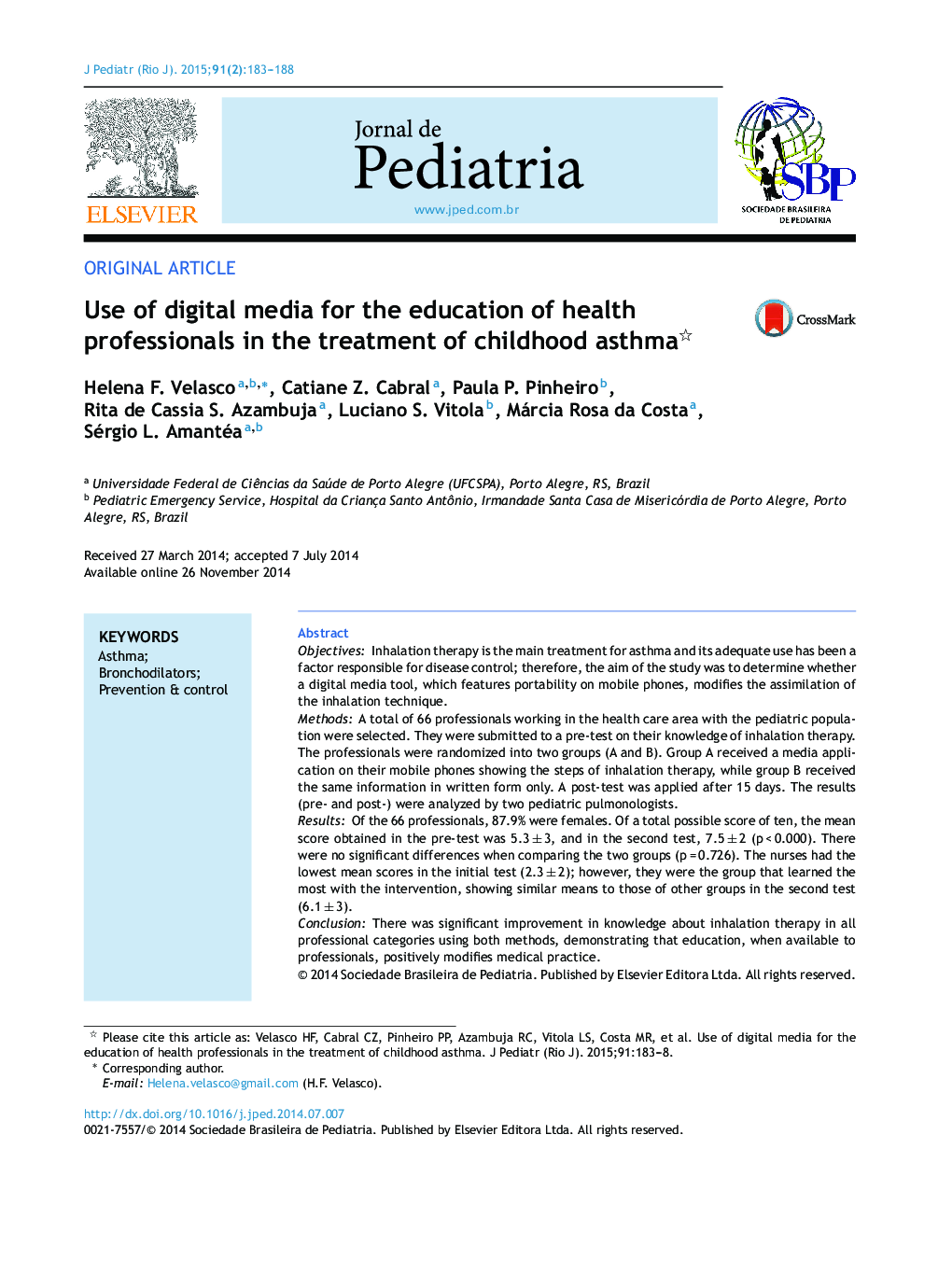 Use of digital media for the education of health professionals in the treatment of childhood asthma 