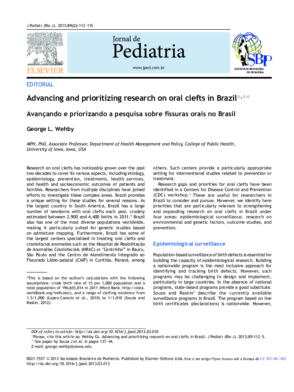 Advancing and prioritizing research on oral clefts in Brazil