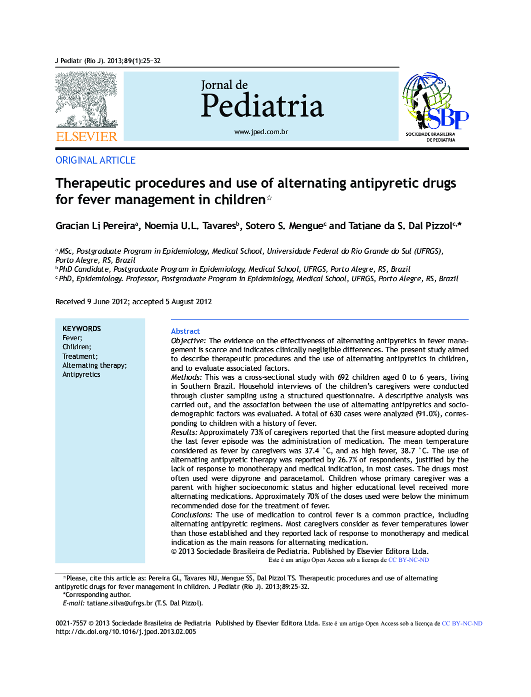 Therapeutic Procedures and Use of Alternating Antipyretic Drugs for Fever Management in Children 