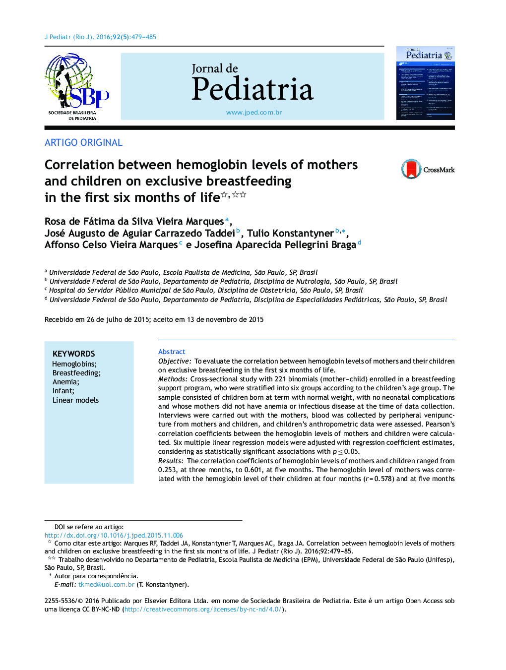Correlation between hemoglobin levels of mothers and children on exclusive breastfeeding in the first six months of life 