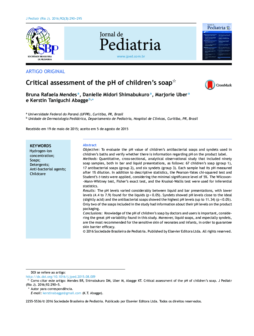 Critical assessment of the pH of children's soap 