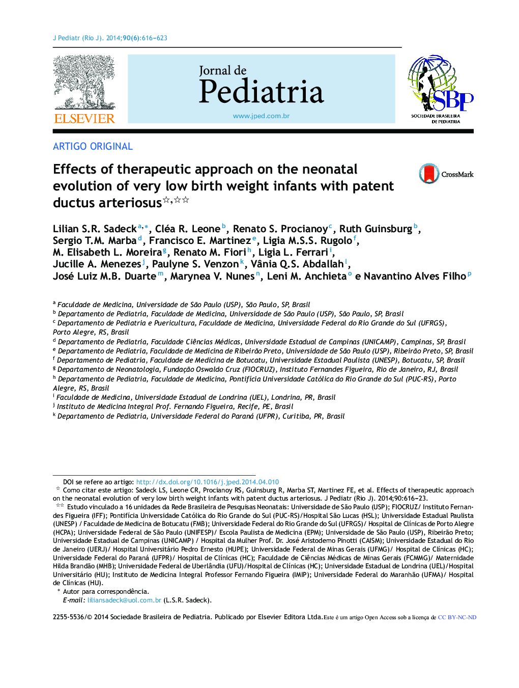 عکس صفحه اول مقاله: Effects of therapeutic approach on the neonatal evolution of very low birth weight infants with patent ductus arteriosus Effects of therapeutic approach on the neonatal evolution of very low birth weight infants with patent ductus arteriosus