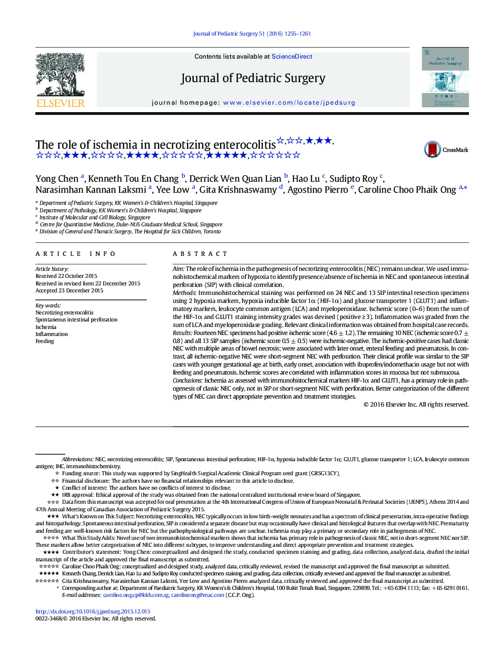 The role of ischemia in necrotizing enterocolitis ★★★★★★★★★★★★★★★