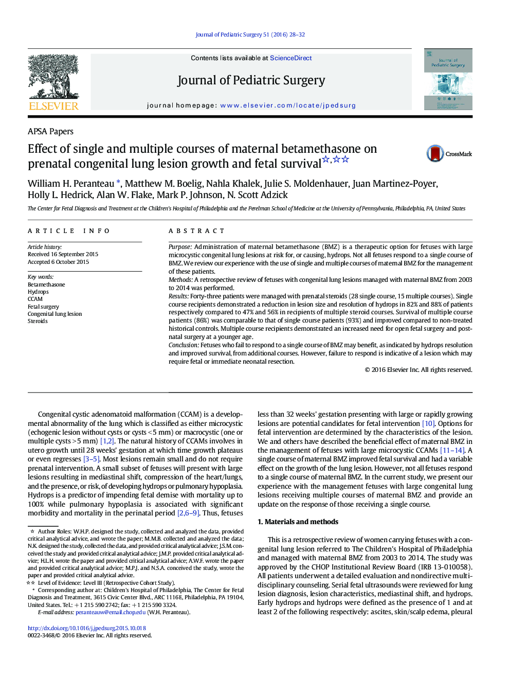 Effect of single and multiple courses of maternal betamethasone on prenatal congenital lung lesion growth and fetal survival 