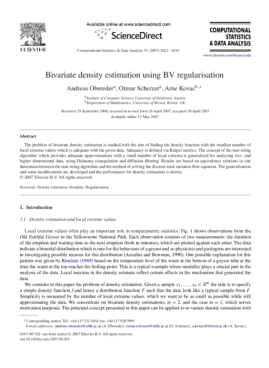 Bivariate density estimation using BV regularisation