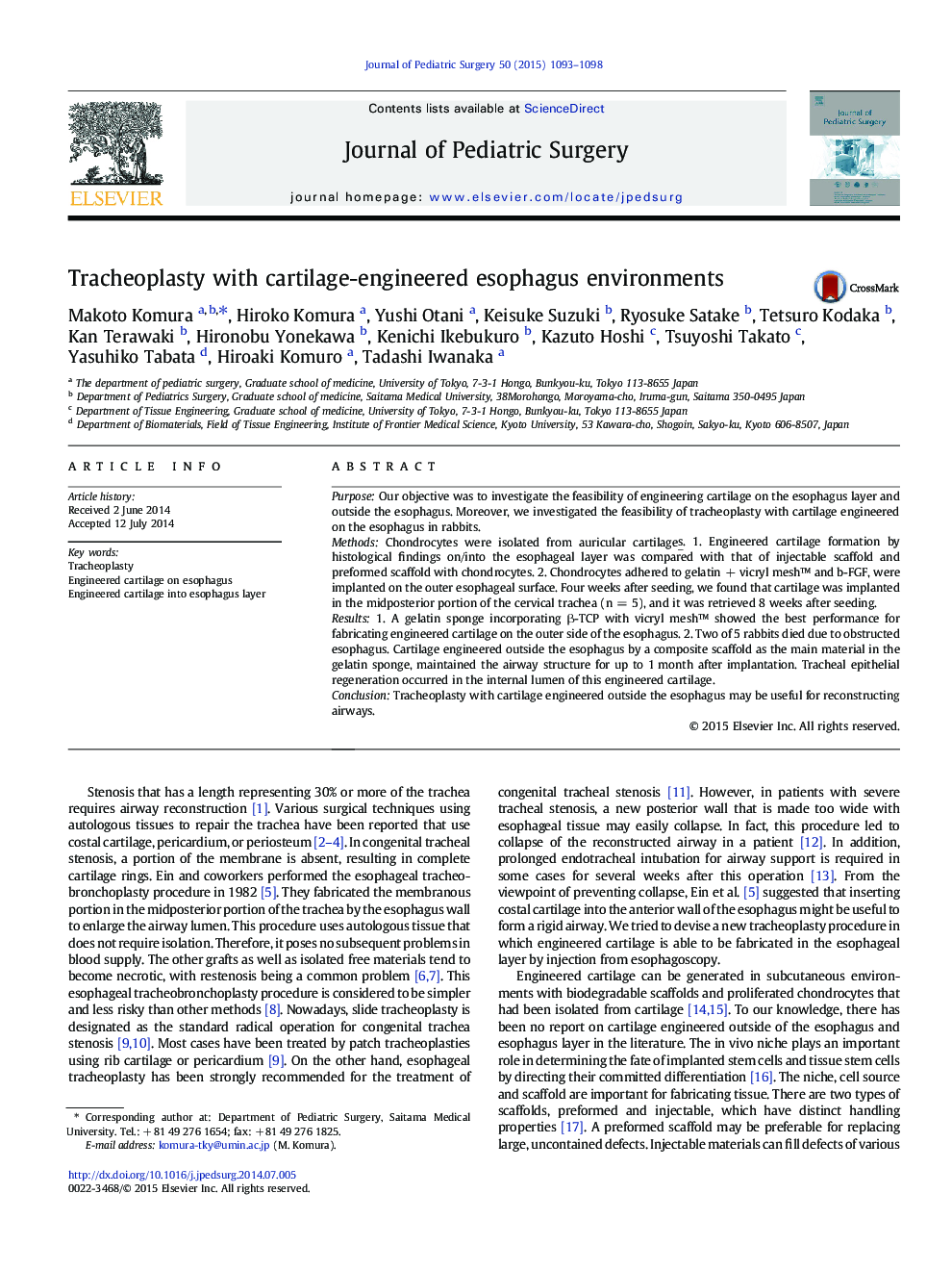 Tracheoplasty with cartilage-engineered esophagus environments