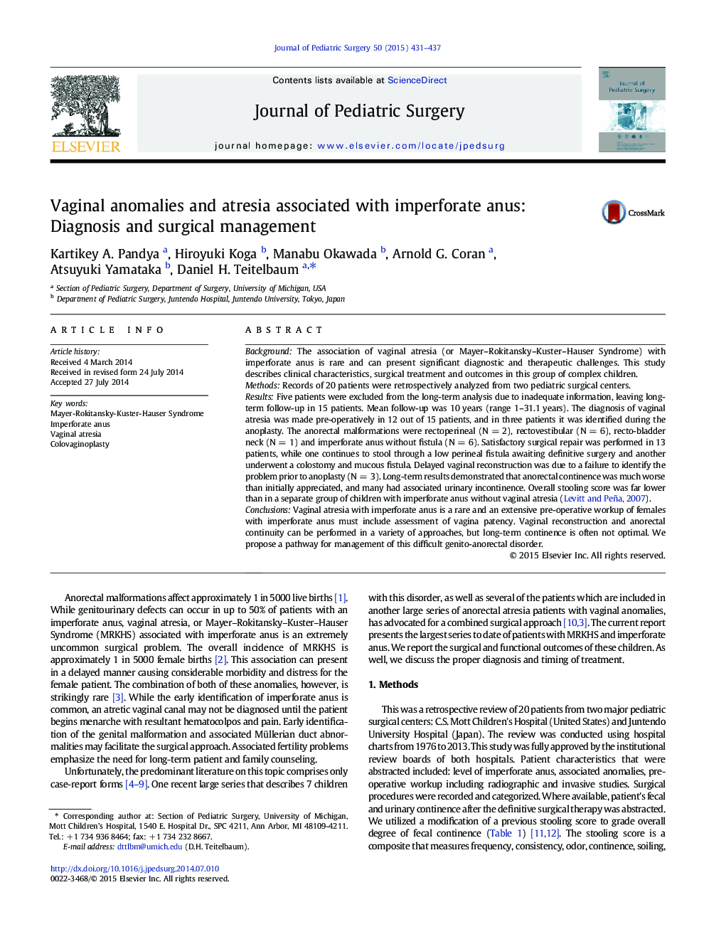 Vaginal anomalies and atresia associated with imperforate anus: Diagnosis and surgical management