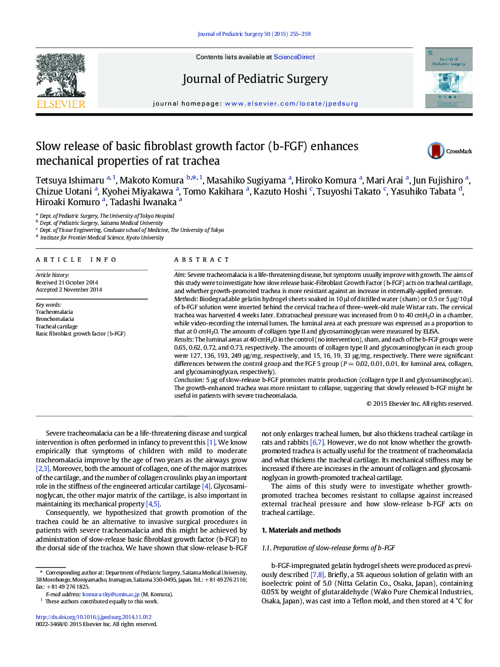 Slow release of basic fibroblast growth factor (b-FGF) enhances mechanical properties of rat trachea