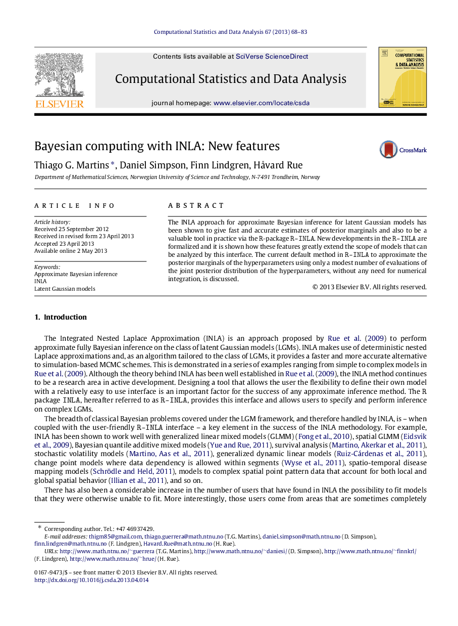 Bayesian computing with INLA: New features