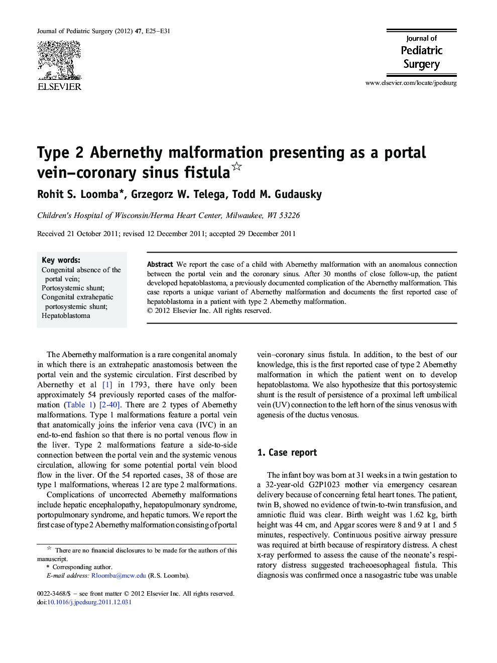 Type 2 Abernethy malformation presenting as a portal vein–coronary sinus fistula 