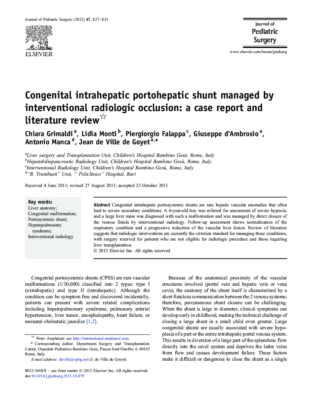 Congenital intrahepatic portohepatic shunt managed by interventional radiologic occlusion: a case report and literature review 