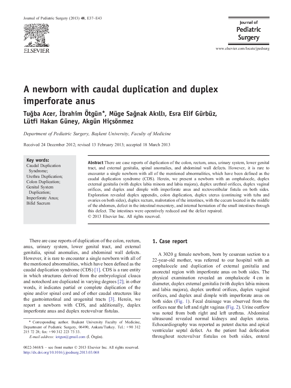 A newborn with caudal duplication and duplex imperforate anus