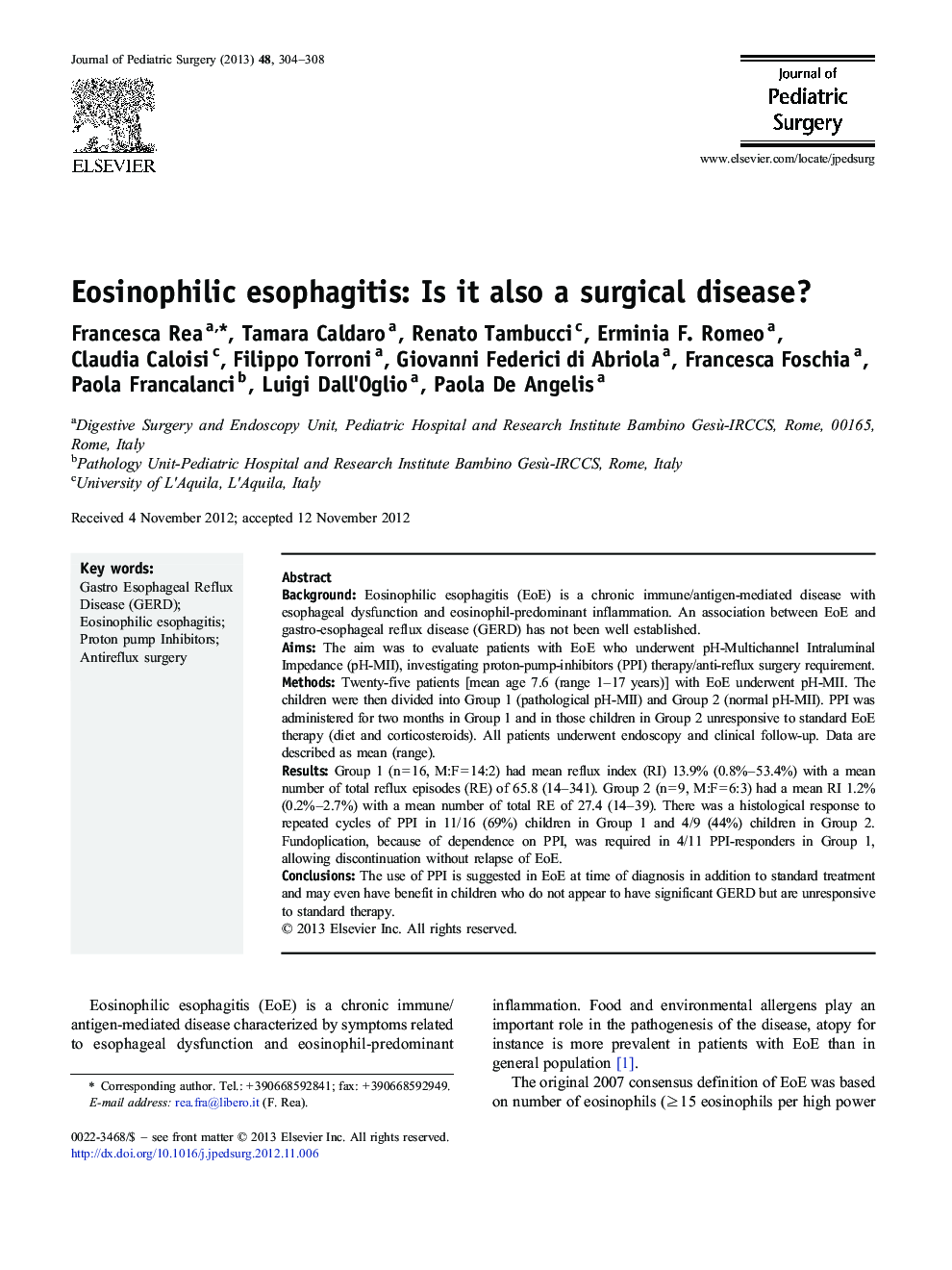 Eosinophilic esophagitis: Is it also a surgical disease?